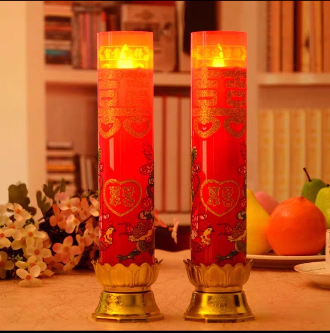 Dragon And Phoenix LED Candles/Pairs For Traditional Weddings Ceremony