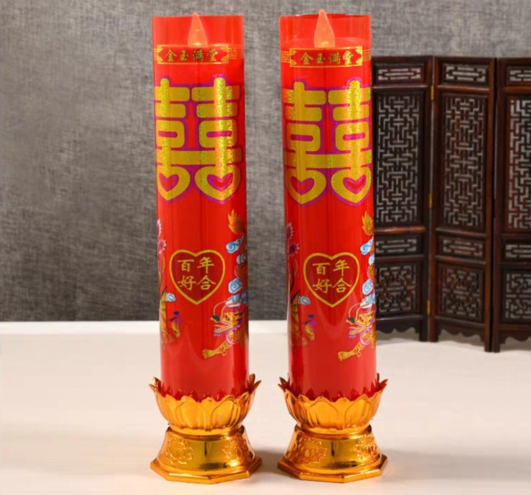 Dragon And Phoenix LED Candles/Pairs For Traditional Weddings Ceremony