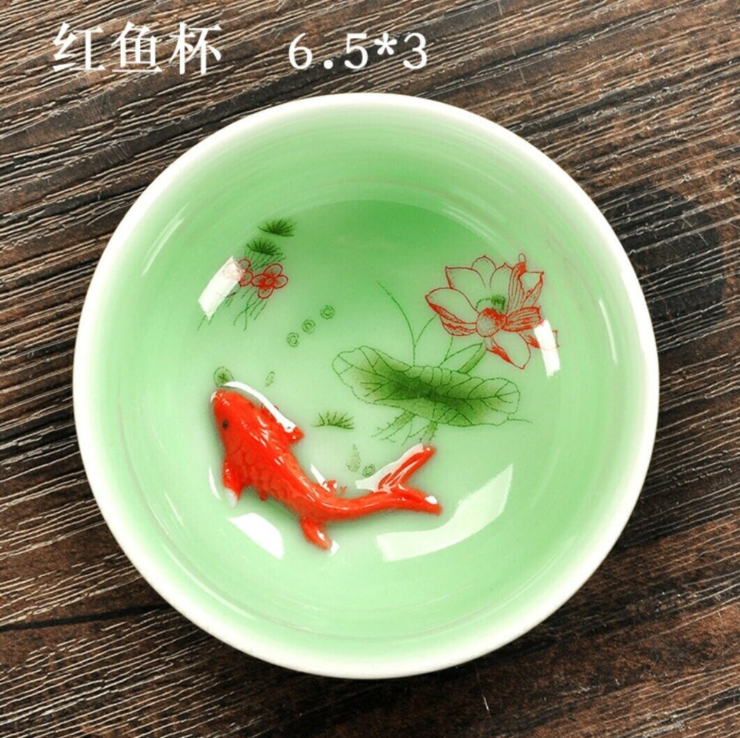 Portable traveling 3D koi fish with lotus tea set/kungfu tea/tea art