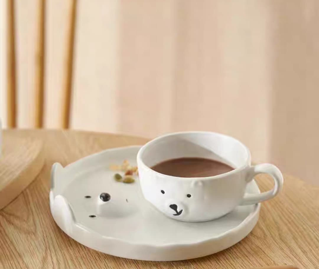 Cute Polar Bear And Pig/Personalized Cartoon Cups/Ceramic Latte Cups/Iced Coffee Mugs/250ML