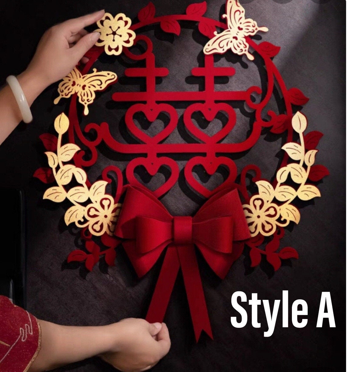 17’’ Oriental Wedding Double Happiness Wall sticks/Wedding Door Decorations/Xi Decorations