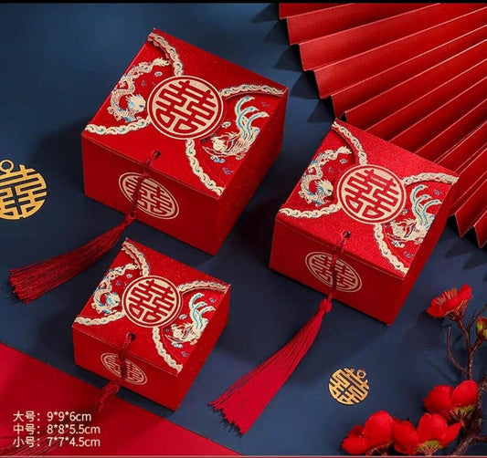 Oriental Wedding Dragon And Phoenix Favor Boxes/Chocolate Boxes/10 pcs