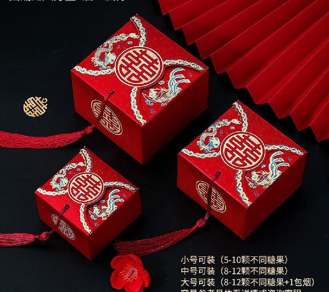Oriental Wedding Dragon And Phoenix Favor Boxes/Chocolate Boxes/10 pcs