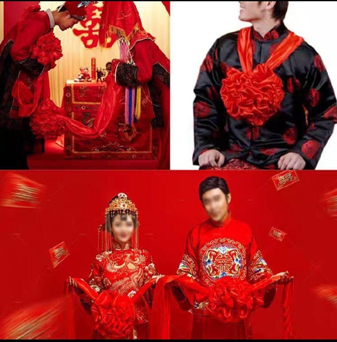 30cm Grooms Traditional Chinese Wedding Chest Pom Pom