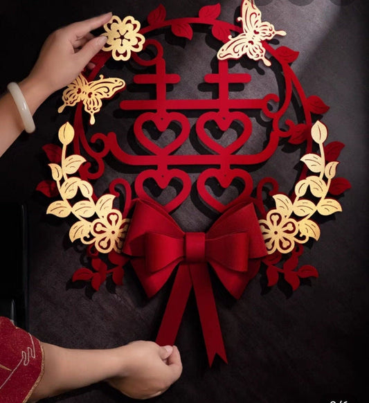 17’’ Oriental Wedding Double Happiness Wall sticks/Wedding Door Decorations/Xi Decorations