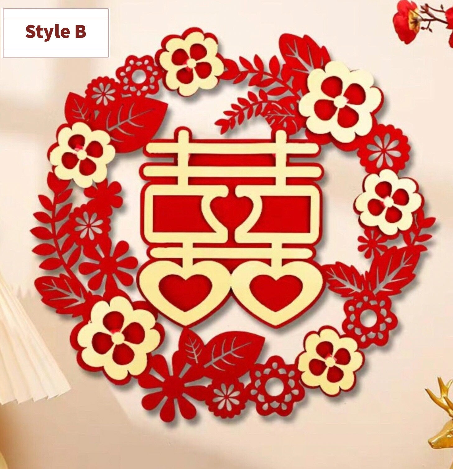 16" Oriental wedding double happiness wall stickers