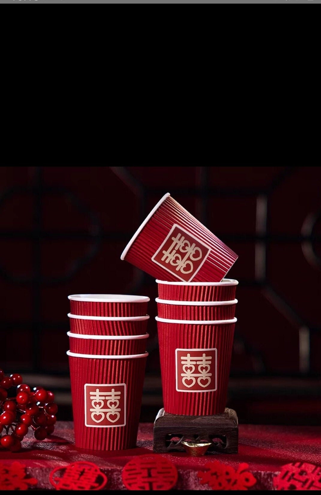 Traditional Double Happiness Wedding Paper Cups 40PCS