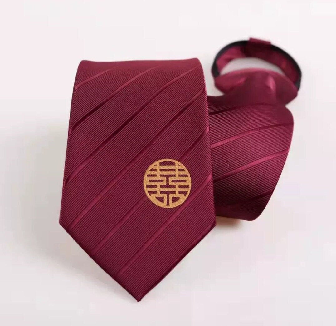Oriental wedding groom necktie with Xi/groom necktie xi with heart