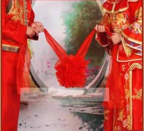 30cm Grooms Traditional Chinese Wedding Chest Pom Pom