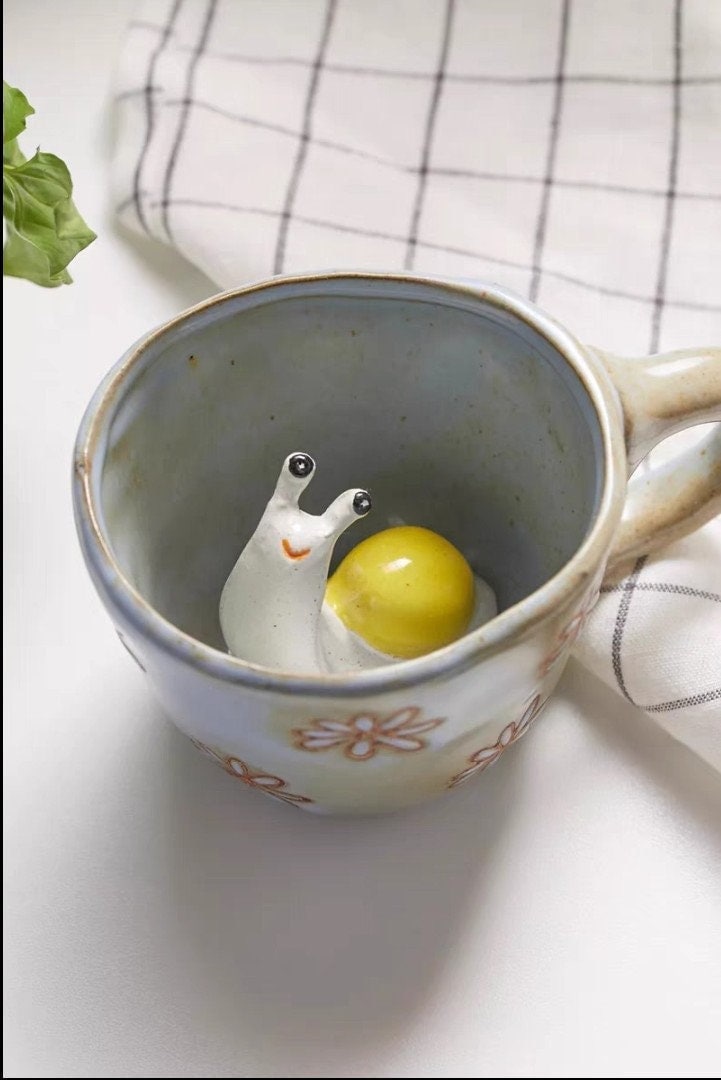 3D Creative Ceramic Peekaboo Animal Mugs/Ceramic Hidden Daisy Coffee Cup/Black Cat Mug/Snail Cup/White Dog