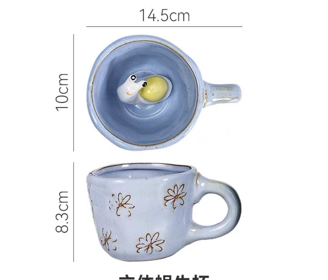 3D Creative Ceramic Peekaboo Animal Mugs/Ceramic Hidden Daisy Coffee Cup/Black Cat Mug/Snail Cup/White Dog