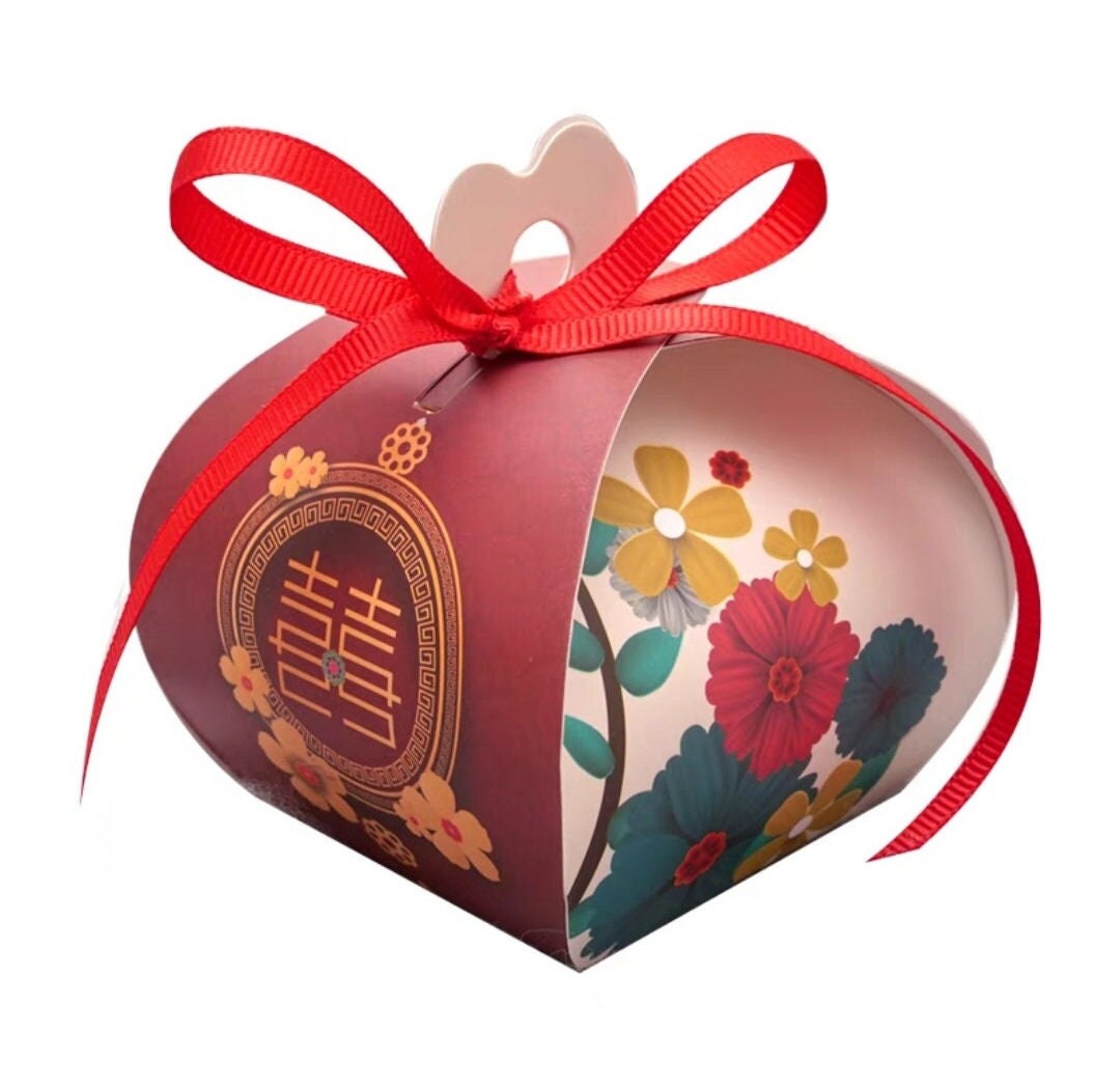 20 pcs Oriental Gold Stamping Candy Boxes/Double Happiness Traditional Wedding Favor Boxes/Chocolate Boxes