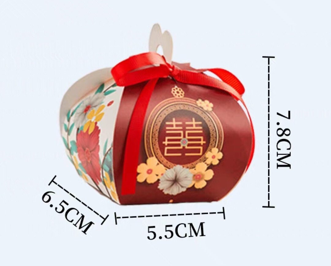 20 pcs Oriental Gold Stamping Candy Boxes/Double Happiness Traditional Wedding Favor Boxes/Chocolate Boxes