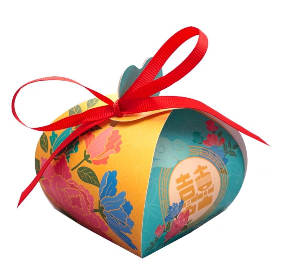 20 pcs Oriental Gold Stamping Candy Boxes/Double Happiness Traditional Wedding Favor Boxes/Chocolate Boxes