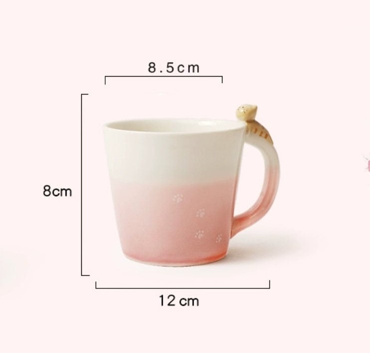 Cute Japanese 3D ceramic cat coffee mugs/cat handle tea cups/kawaii cat cups for cat lovers