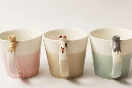 Cute Japanese 3D ceramic cat coffee mugs/cat handle tea cups/kawaii cat cups for cat lovers
