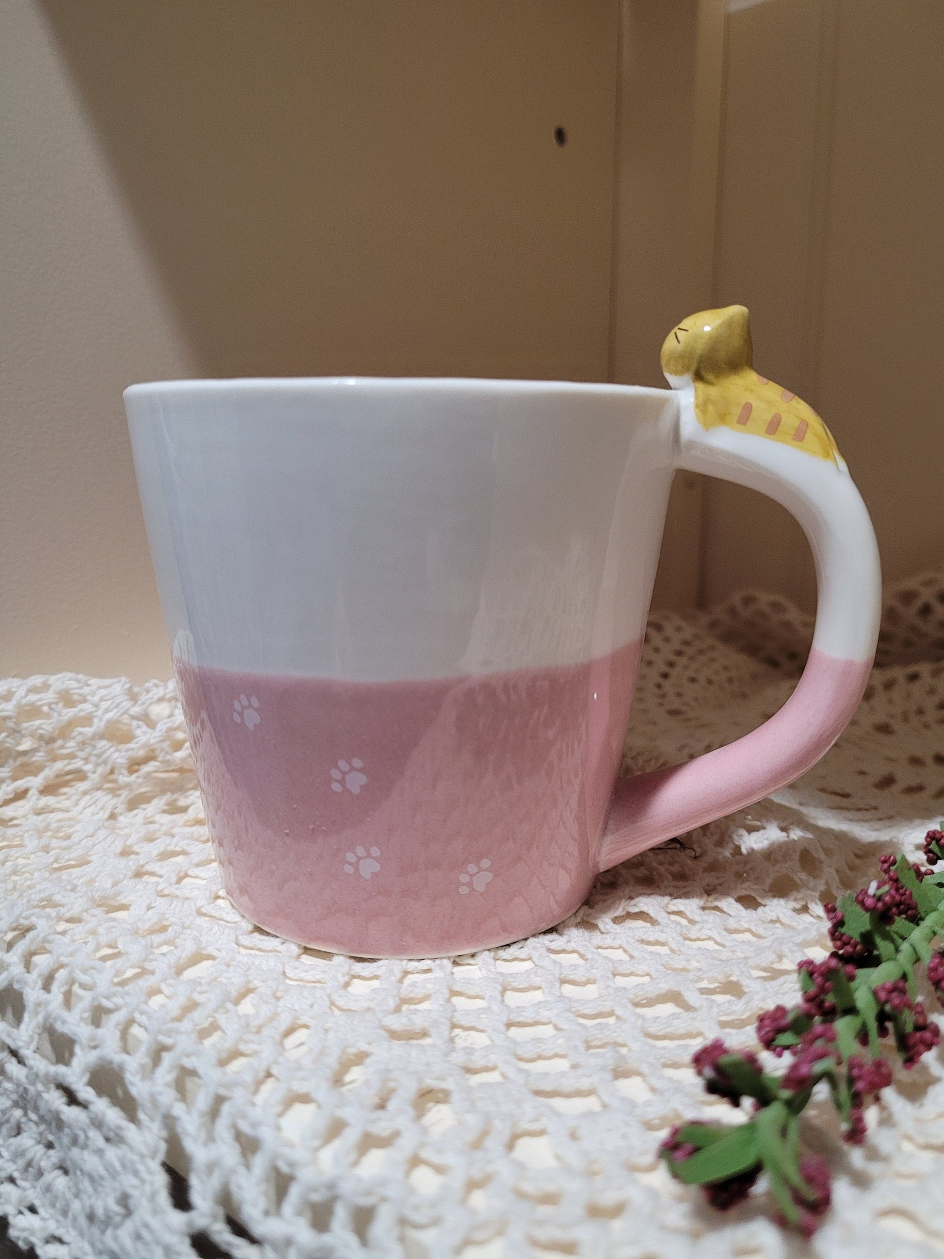 Cute Japanese 3D ceramic cat coffee mugs/cat handle tea cups/kawaii cat cups for cat lovers