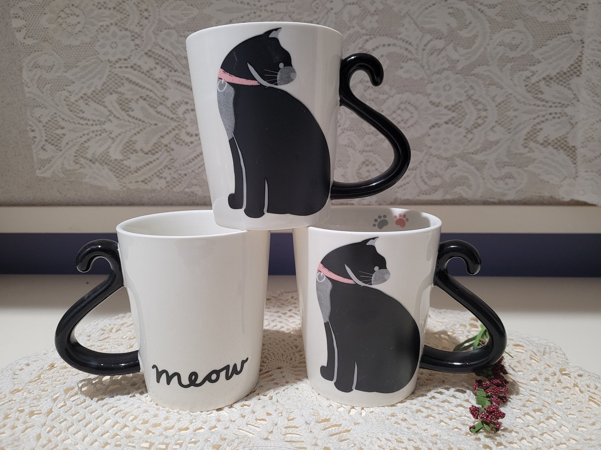 Kawaii Ceramic Cat Coffee Mugs/Cute Tea Cups/Housewarming Gift/Cat Lover/380ML