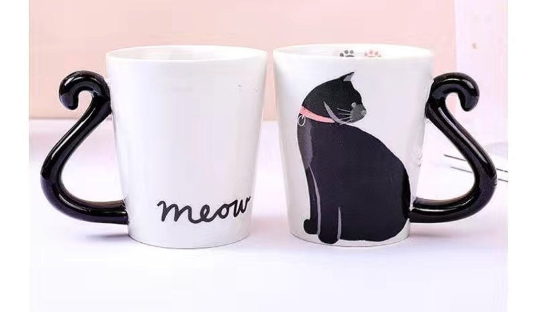 Kawaii Ceramic Cat Coffee Mugs/Cute Tea Cups/Housewarming Gift/Cat Lover/380ML