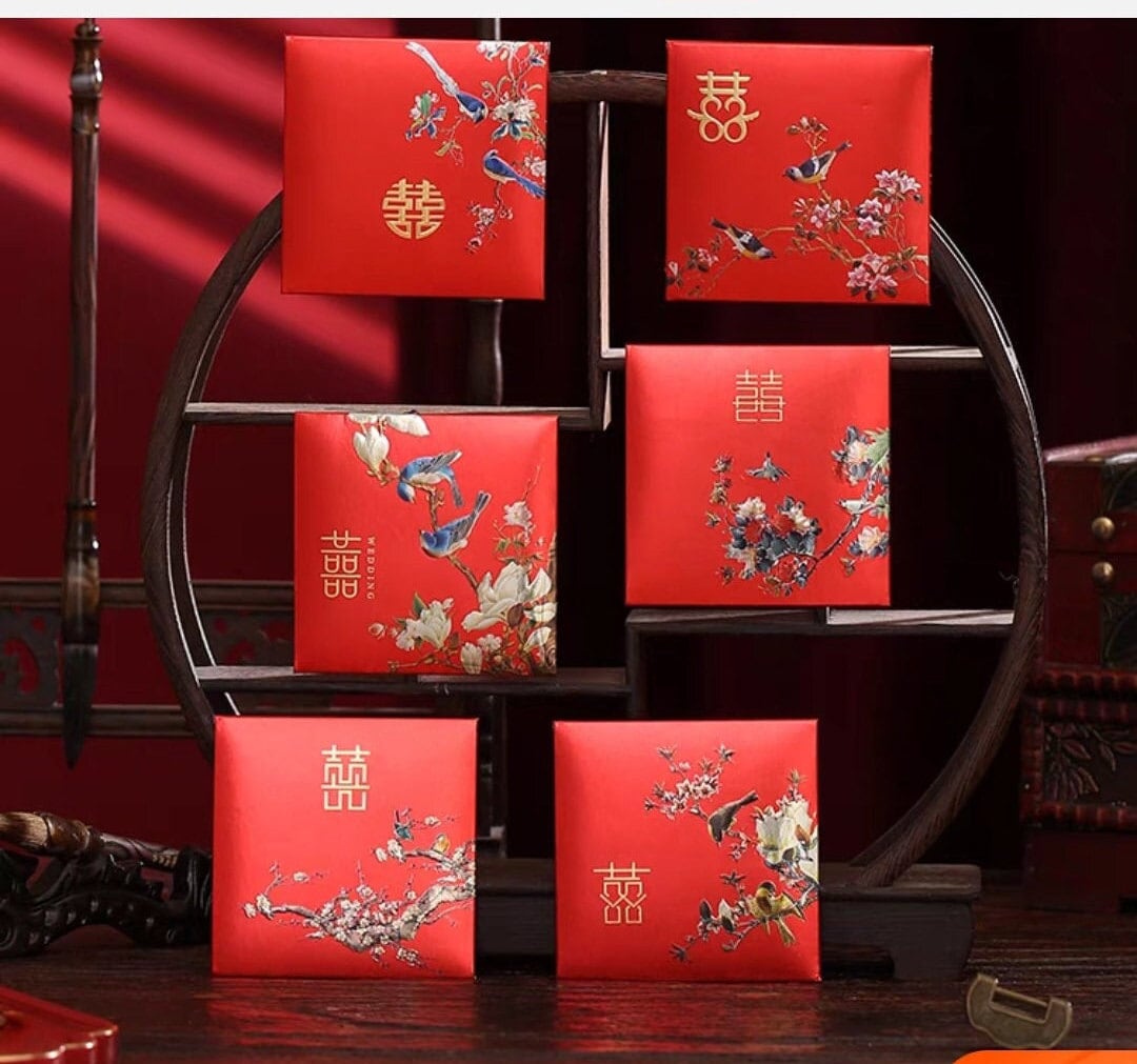 Oriental Wedding Red Envelope Pockets/Hong Bao/A Set of 10