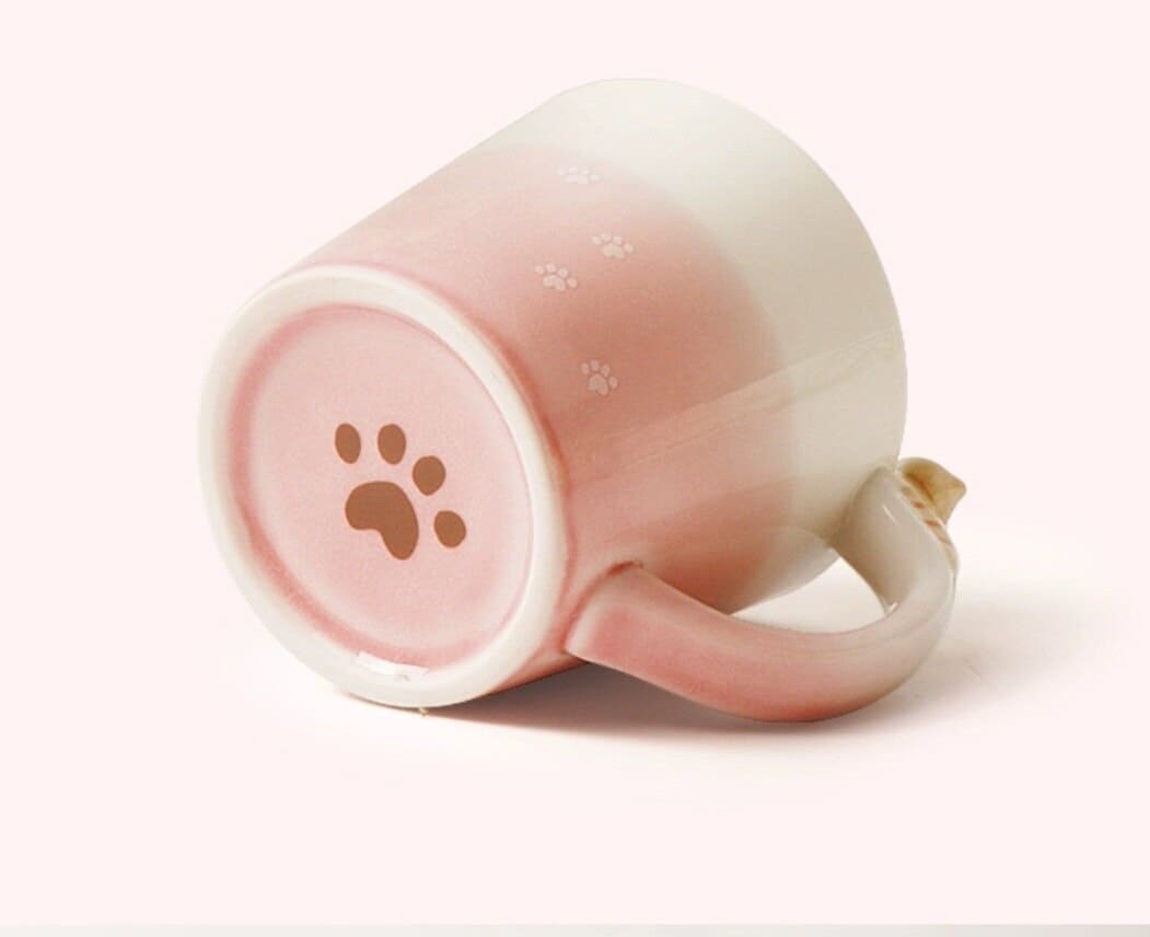 Cute Japanese 3D ceramic cat coffee mugs/cat handle tea cups/kawaii cat cups for cat lovers