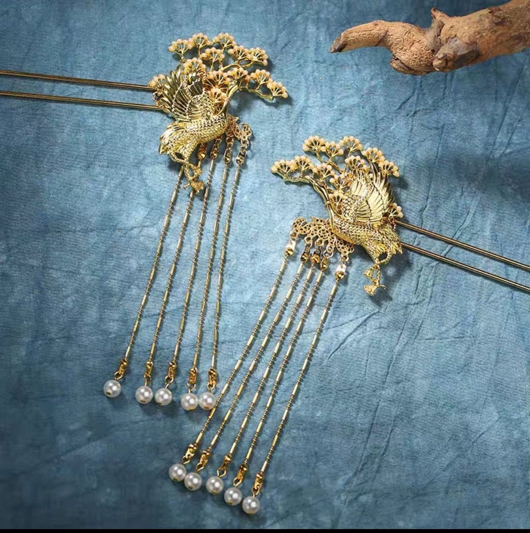 Oriental wedding hair pin/wedding Xi earring