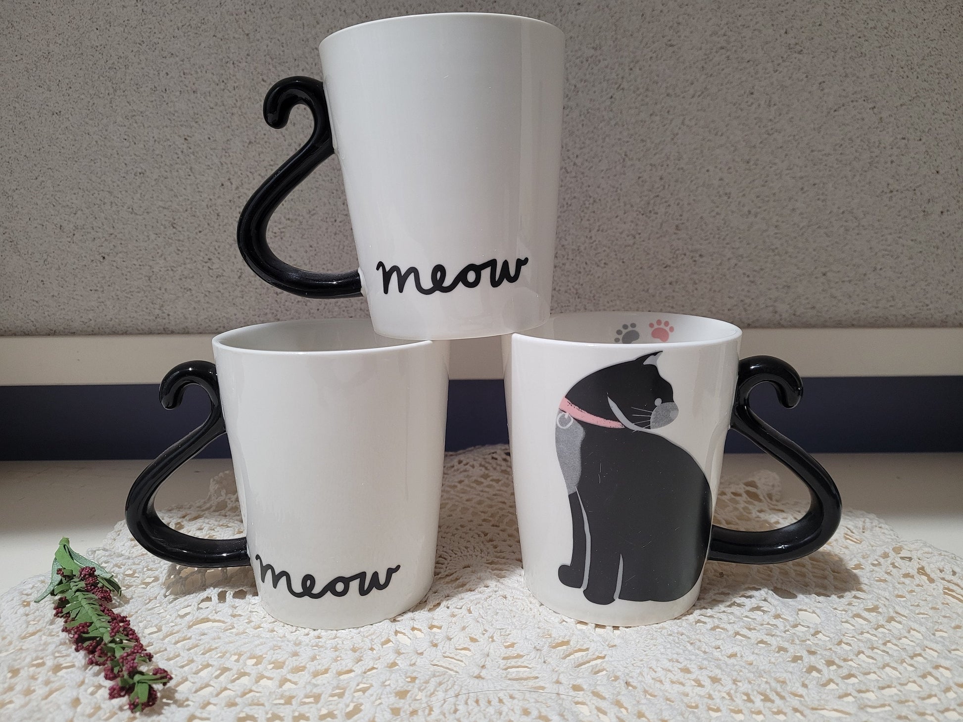 Kawaii Ceramic Cat Coffee Mugs/Cute Tea Cups/Housewarming Gift/Cat Lover/380ML