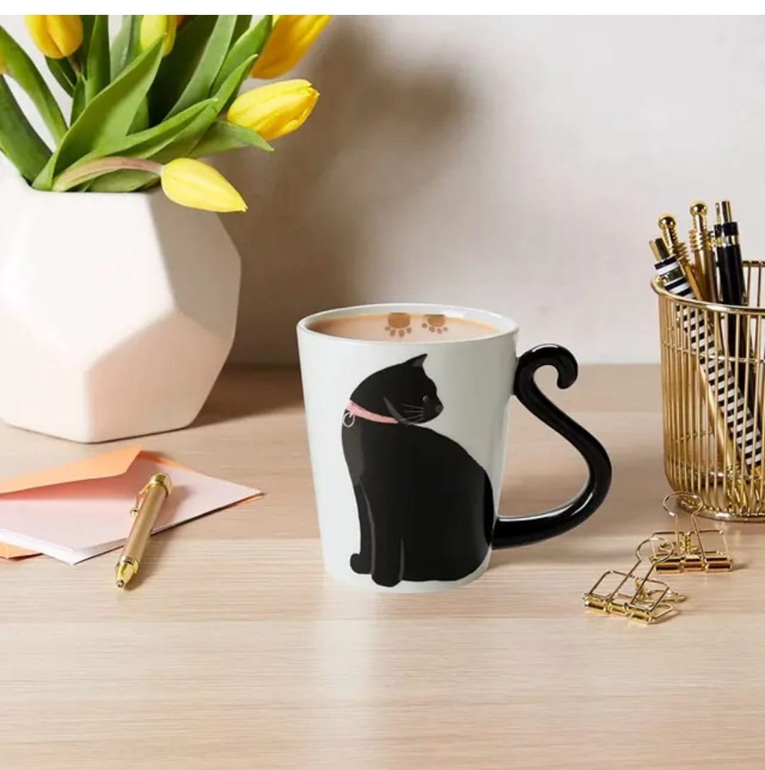 Kawaii Ceramic Cat Coffee Mugs/Cute Tea Cups/Housewarming Gift/Cat Lover/380ML