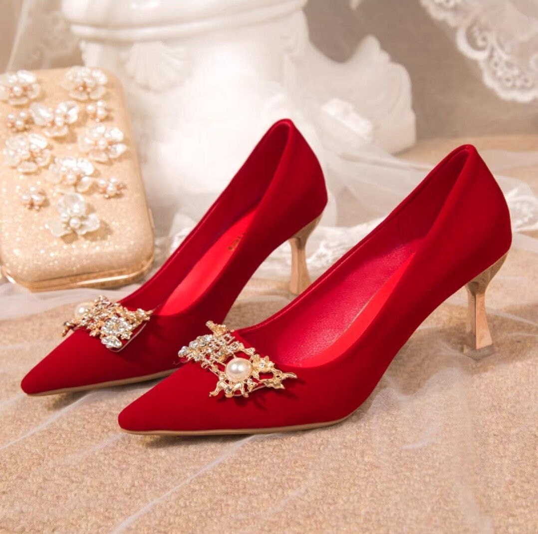 Traditional Wedding Velvet Bridal Shoes/3 Patterns/DragonAnd Phoenix/Tea Ceremony