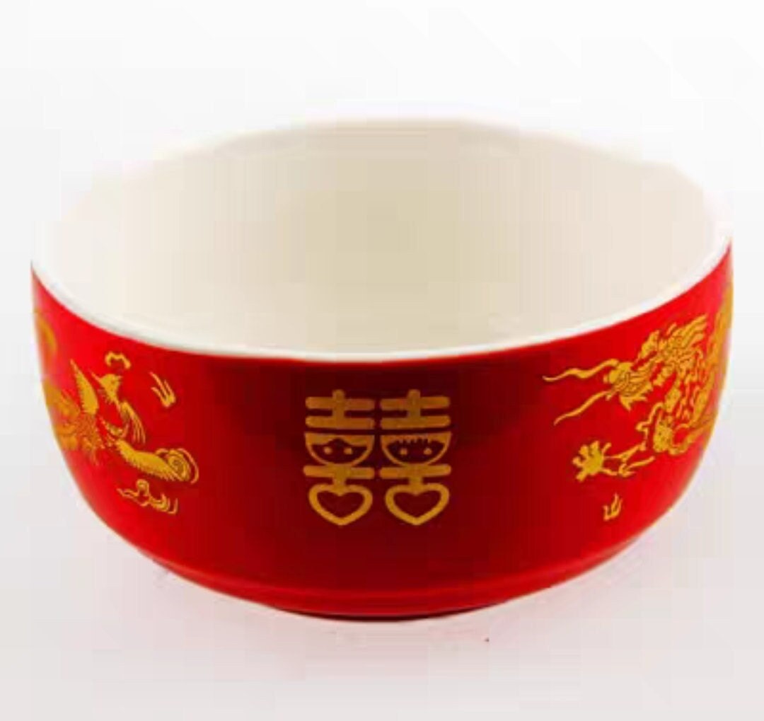 Oriental wedding dragon and phoenix bowl for Chinese wedding, and tea ceremony