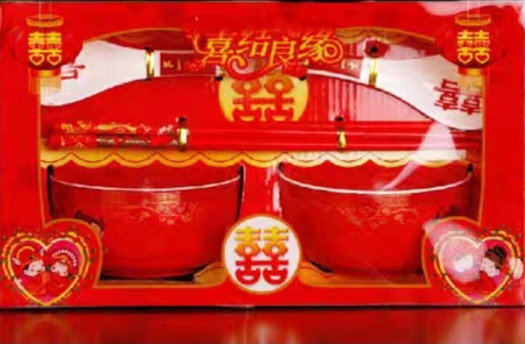 Oriental wedding dragon and phoenix bowl for Chinese wedding, and tea ceremony