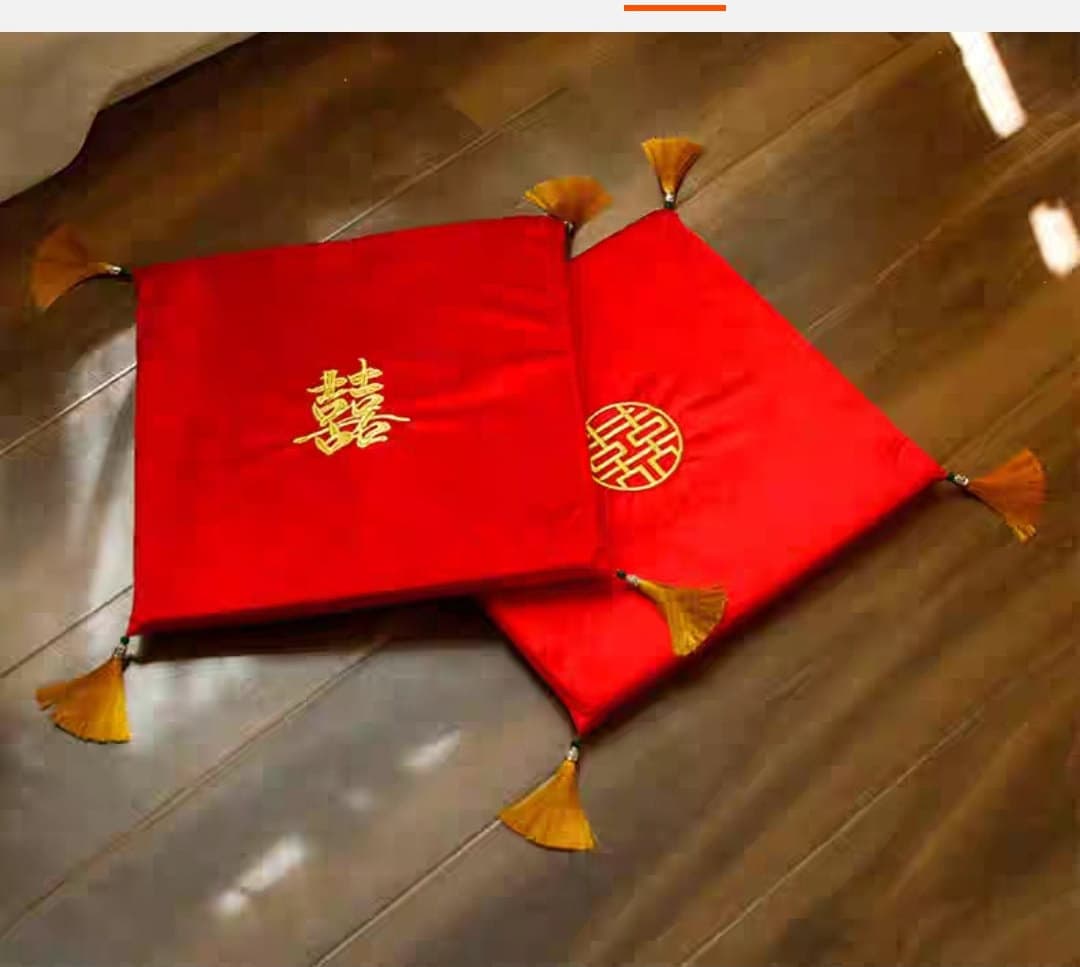One pair/Oriental wedding double happiness red Xi kneeling pad/seat cushions
