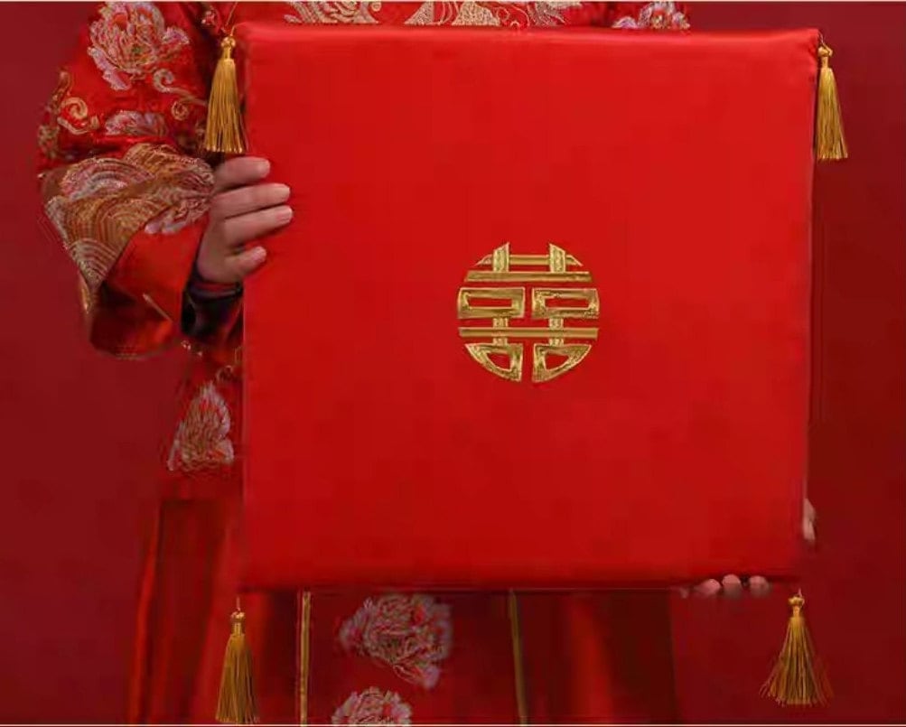 One pair/Oriental wedding double happiness red Xi kneeling pad/seat cushions