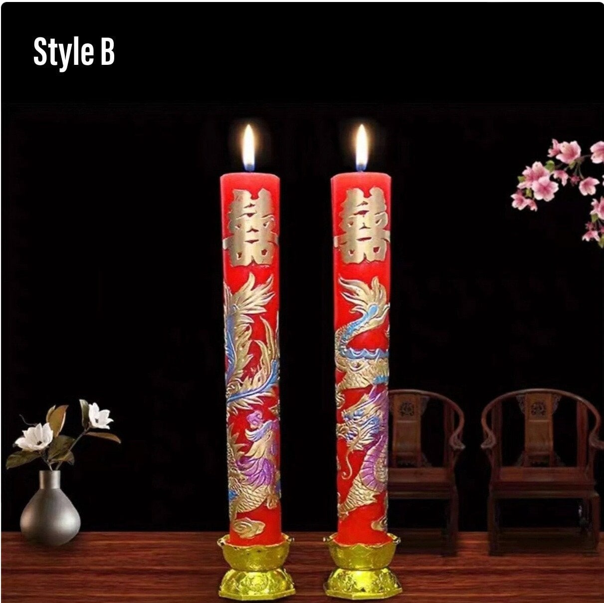 Oriental Wedding Dragon And Phoenix Wax Candles/Wedding Tea Ceremony/A Set Of Two