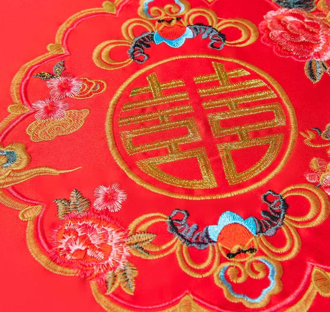 Oriental wedding double happiness kneeling pad with tassels for tea ceremony/cushions/fu kneeling pad/a pair